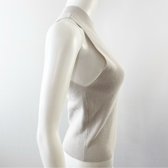 FRAME Women's Off White Rib Knit Sleeveless Tank Top Size L Silk Blend - Picture 4 of 7